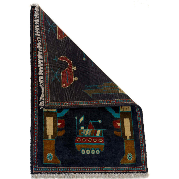 Afghan War Rug 2' 0" x 2' 10" Hand-Knotted detail