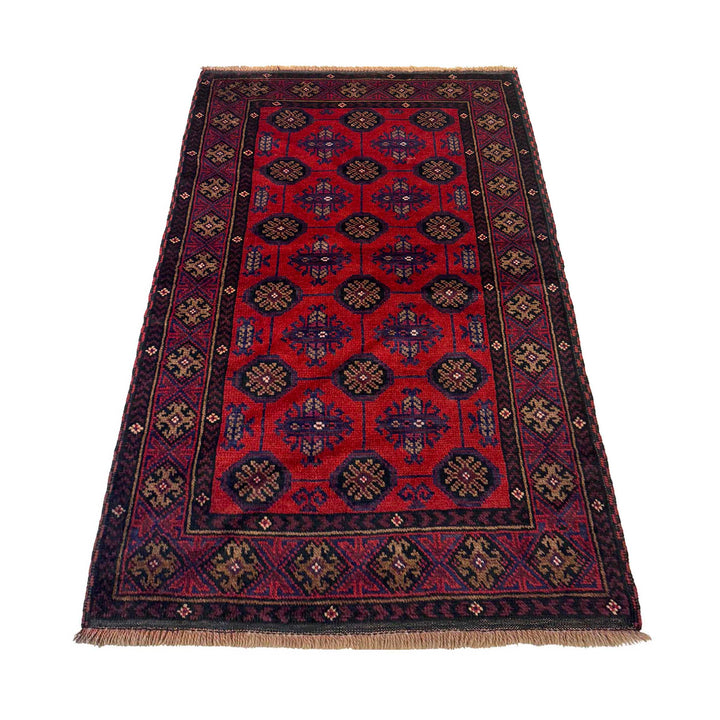 Afghan Tribal Baluchi Rug 2' 8" x 4' 7" Hand-Knotted detail