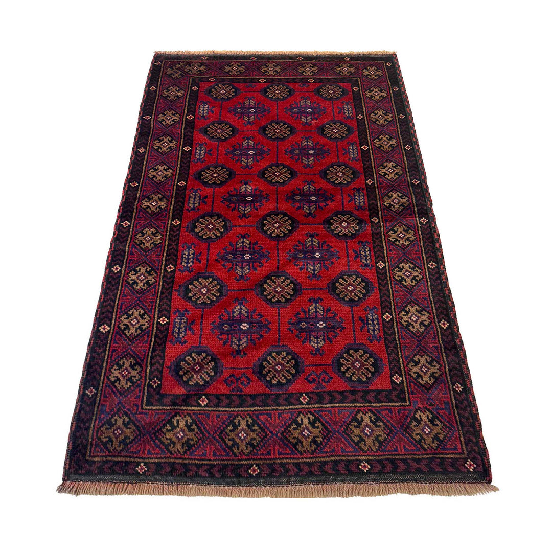 Afghan Baluchi Rug 2' 8" x 4' 7" Hand-Knotted detail
