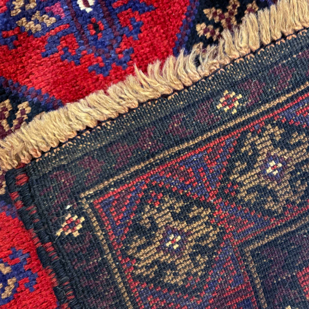 Afghan Baluchi Rug 2' 8" x 4' 7" Hand-Knotted field