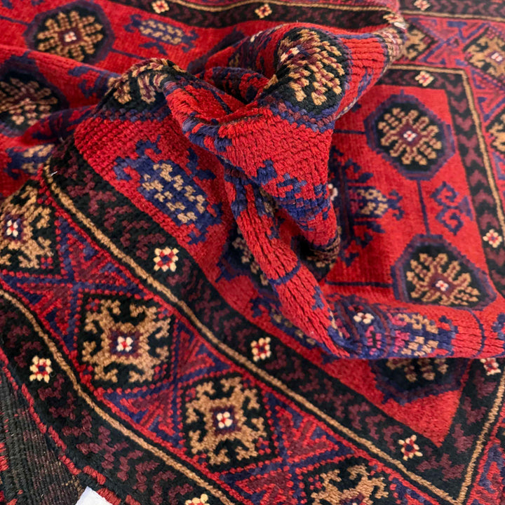 Afghan Baluchi Rug 2' 8" x 4' 7" Hand-Knotted reverse