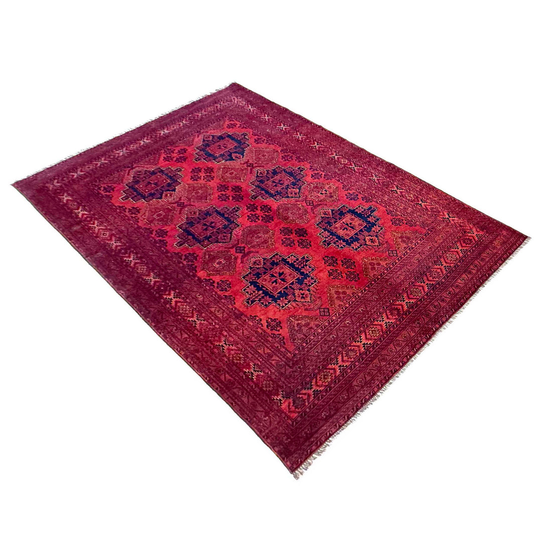 Red Afghan Khal Mohammadi Rug 6' 8" x 9' 2" Hand-Knotted view