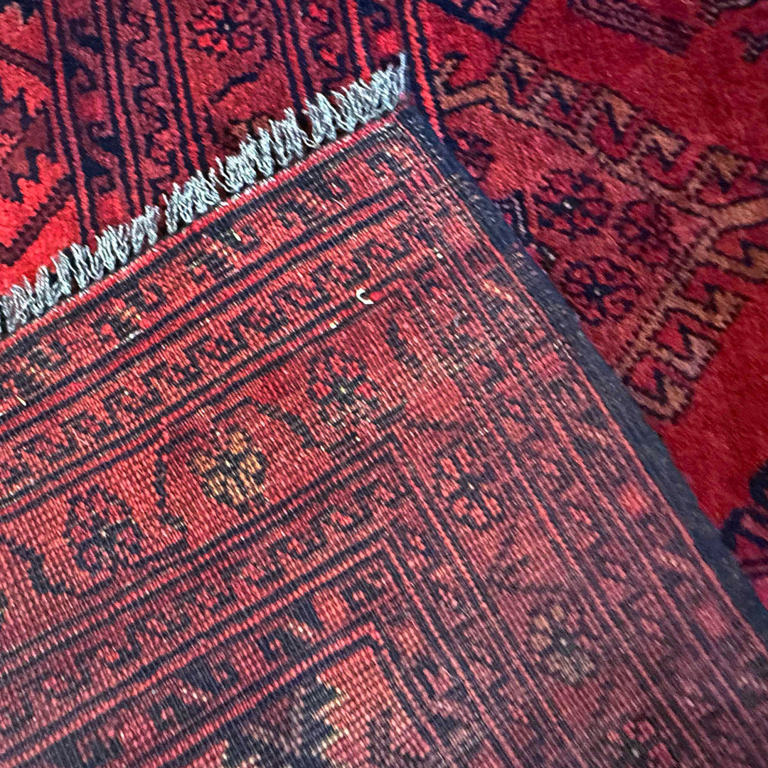 Red Afghan Khal Mohammadi Rug 6' 8" x 9' 2" Hand-Knotted field