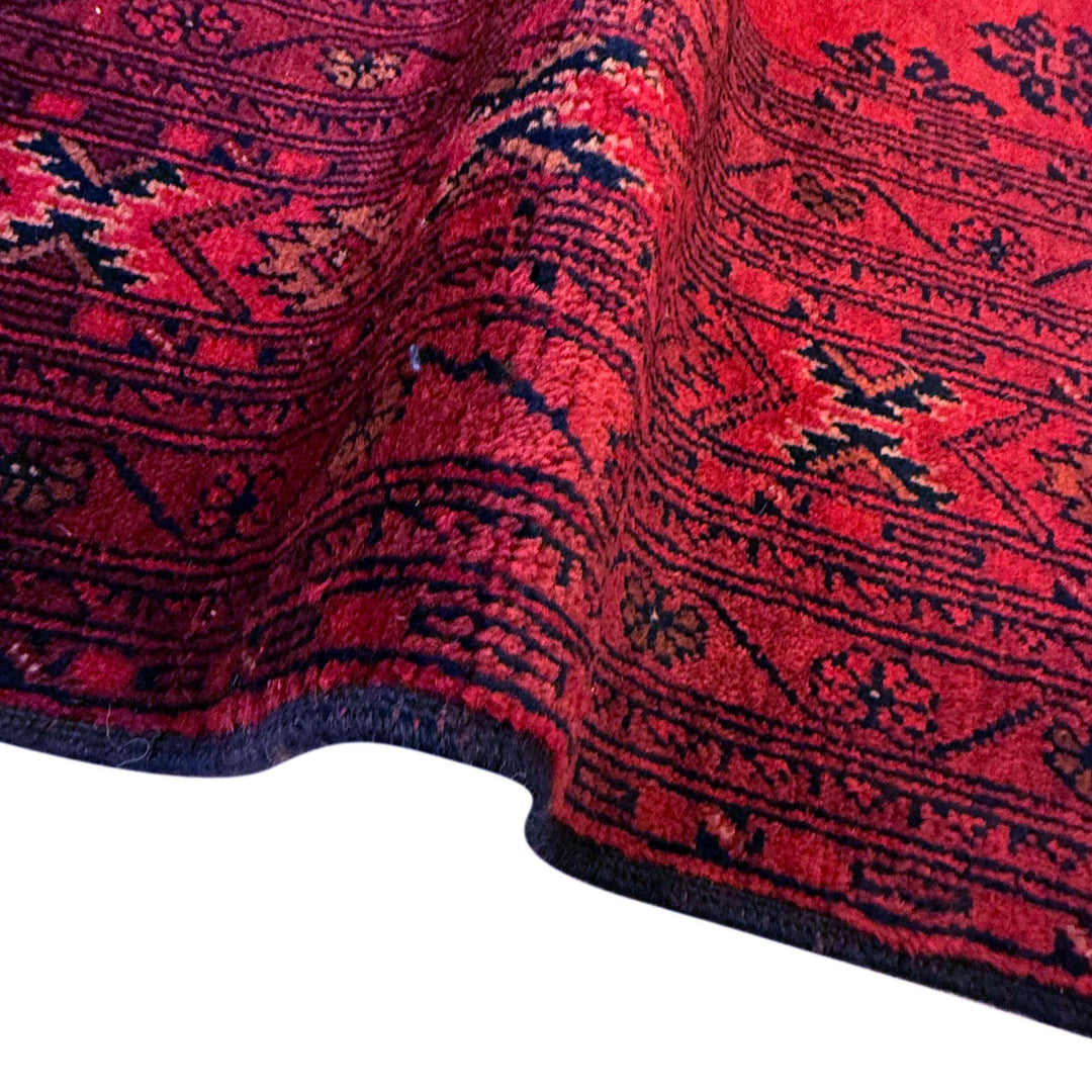Red Afghan Khal Mohammadi Rug 6' 8" x 9' 2" Hand-Knotted texture