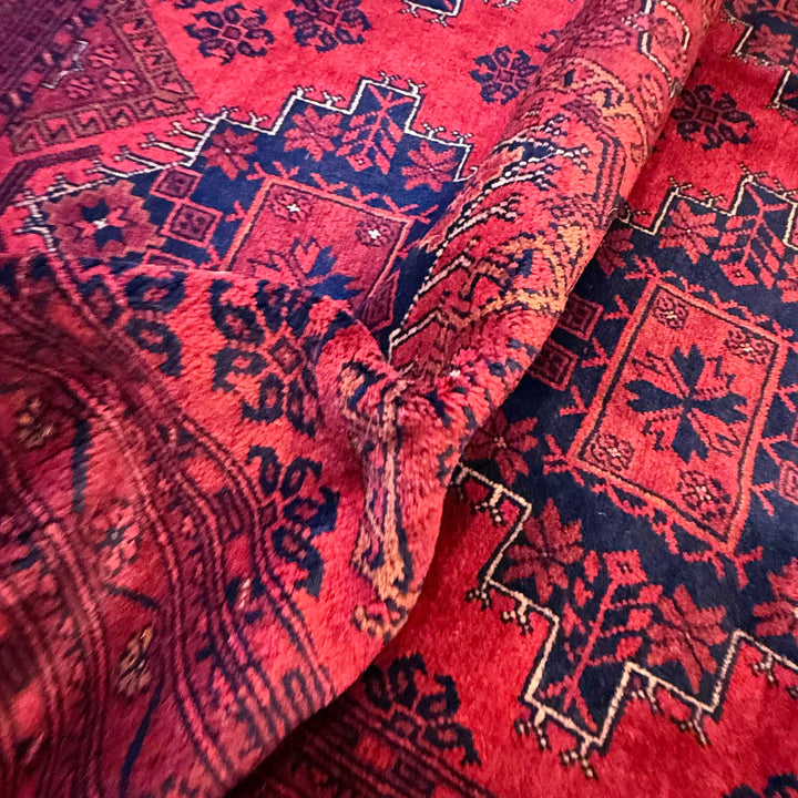Red Afghan Khal Mohammadi Rug 6' 8" x 9' 2" Hand-Knotted reverse