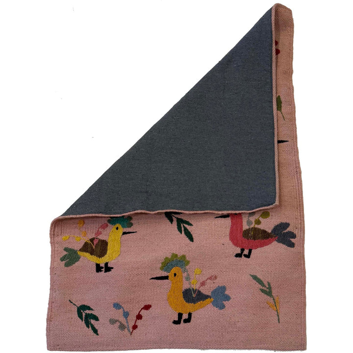 Pink Afghan Kilim Rug 2' 0" x 2' 11" Flat-Weave detail