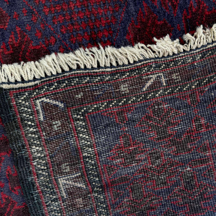 Red Afghan Prayer Rug 3' 3" x 4' 6" Hand-Knotted | No. AL83745