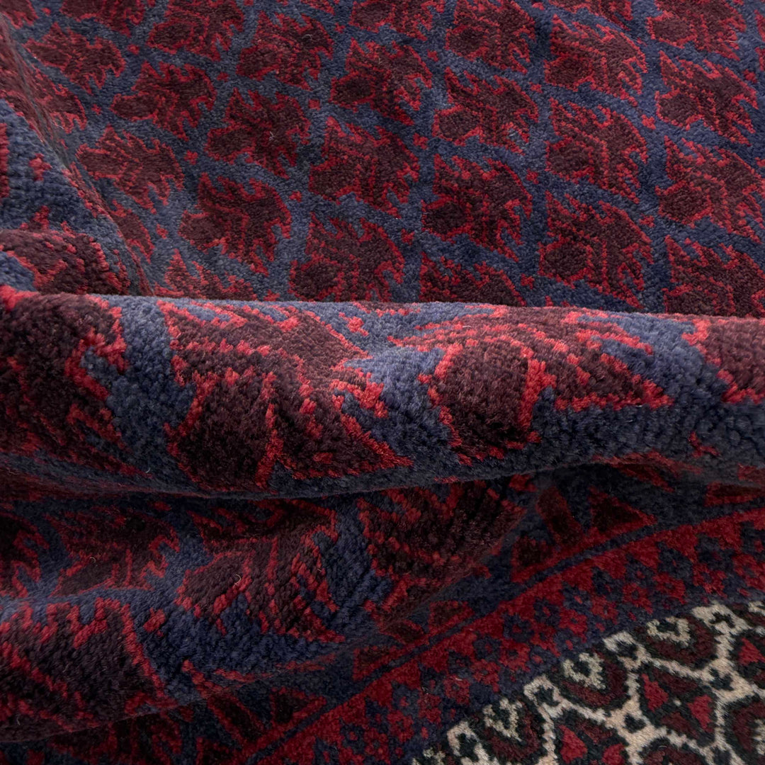 Red Afghan Prayer Rug 3' 3" x 4' 6" Hand-Knotted | No. AL83745