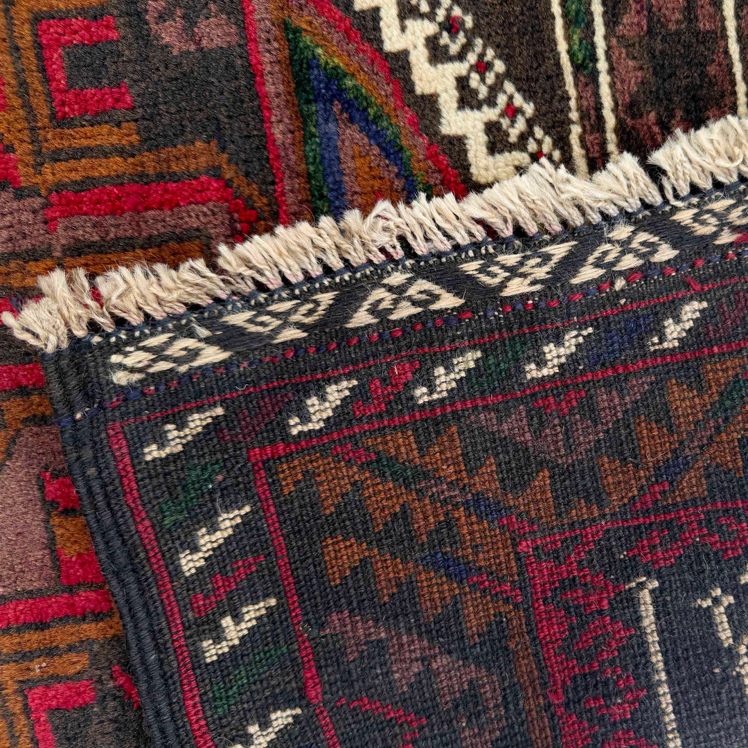 Afghan Tribal Prayer Rug 2' 9" x 4' 0" Hand-Knotted border