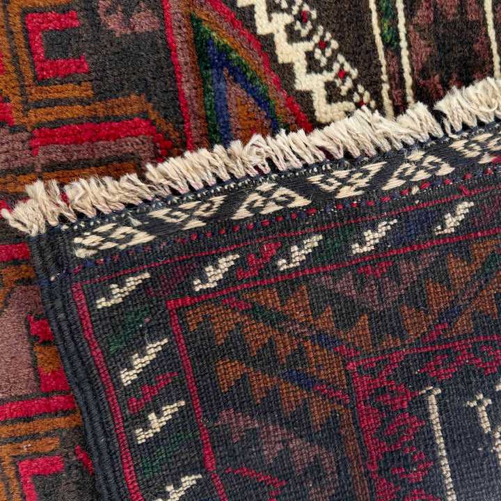 Afghan Tribal Prayer Rug 2' 9" x 4' 0" Hand-Knotted border