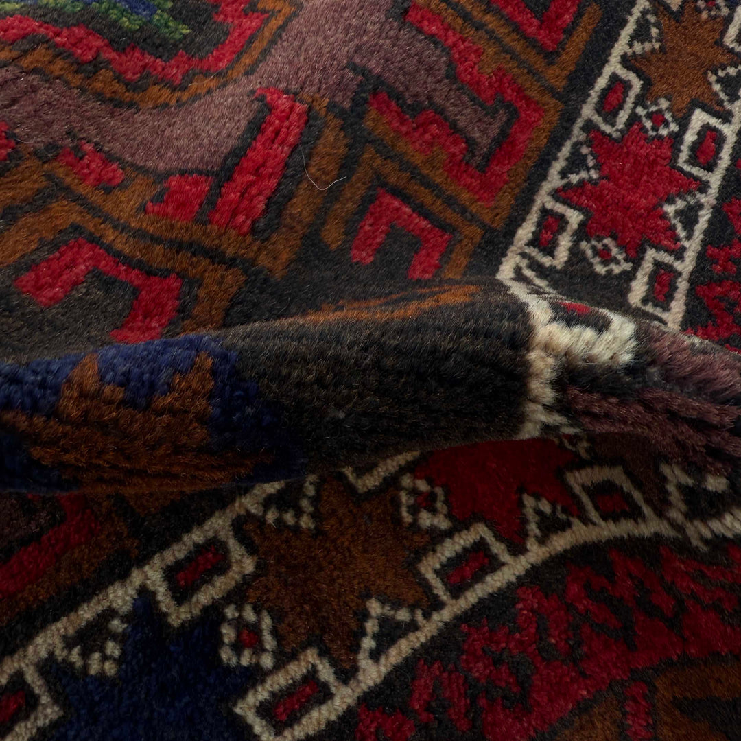 Afghan Tribal Prayer Rug 2' 9" x 4' 0" Hand-Knotted texture