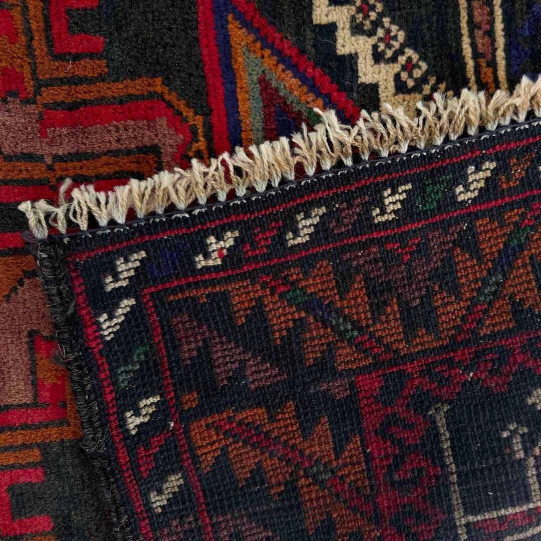 Afghan Tribal Prayer Rug 2' 9" x 4' 4" Hand-Knotted border