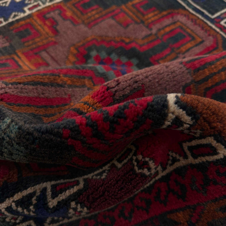 Afghan Tribal Prayer Rug 2' 9" x 4' 4" Hand-Knotted texture