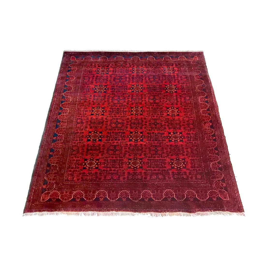 Red Afghan Khal Mohammadi Rug 5' 3" x 6' 3" Hand-Knotted detail