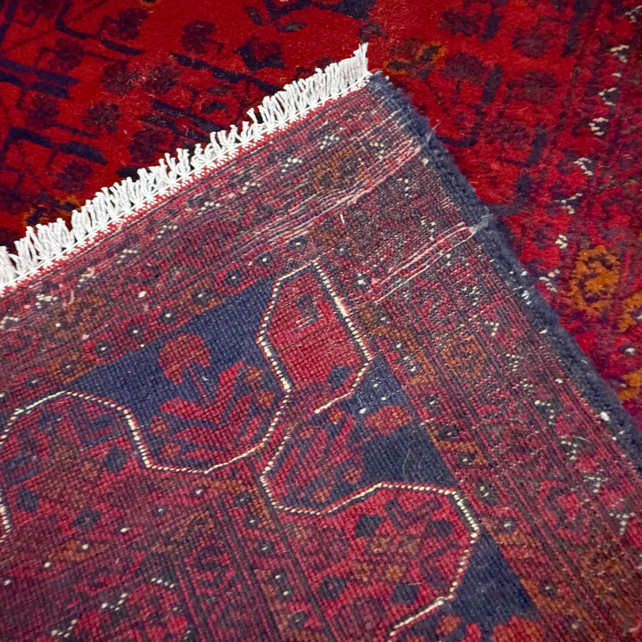 Red Afghan Khal Mohammadi Rug 5' 3" x 6' 3" Hand-Knotted border