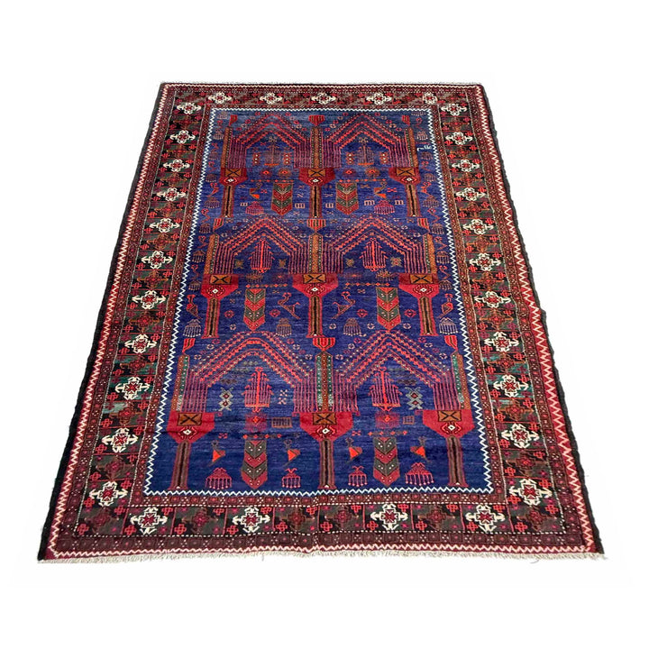 Afghan Natural Baluch Rug 4' 7" x 9' 2" Hand-Knotted detail