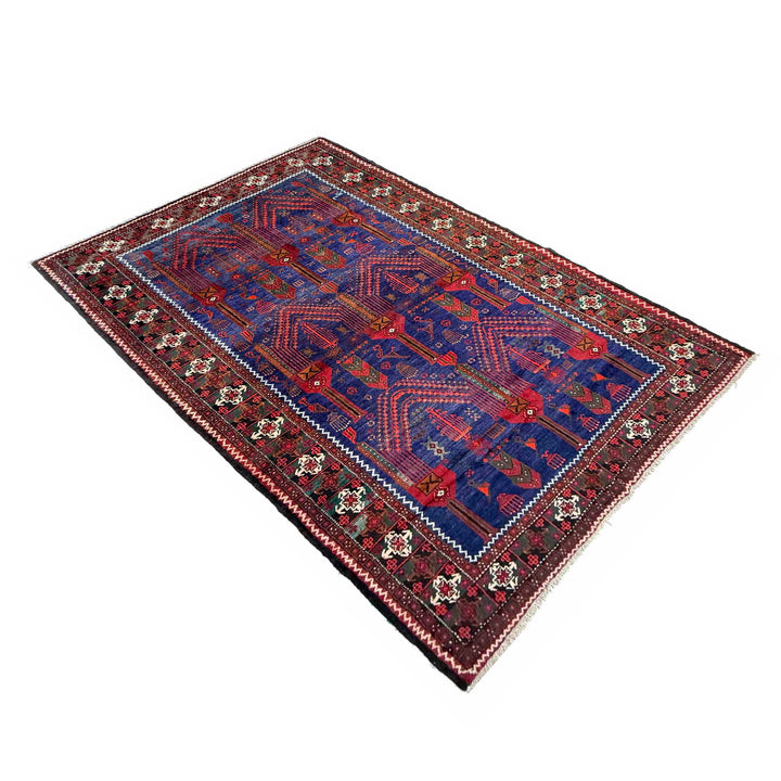 Afghan Natural Baluch Rug 4' 7" x 9' 2" Hand-Knotted close-up