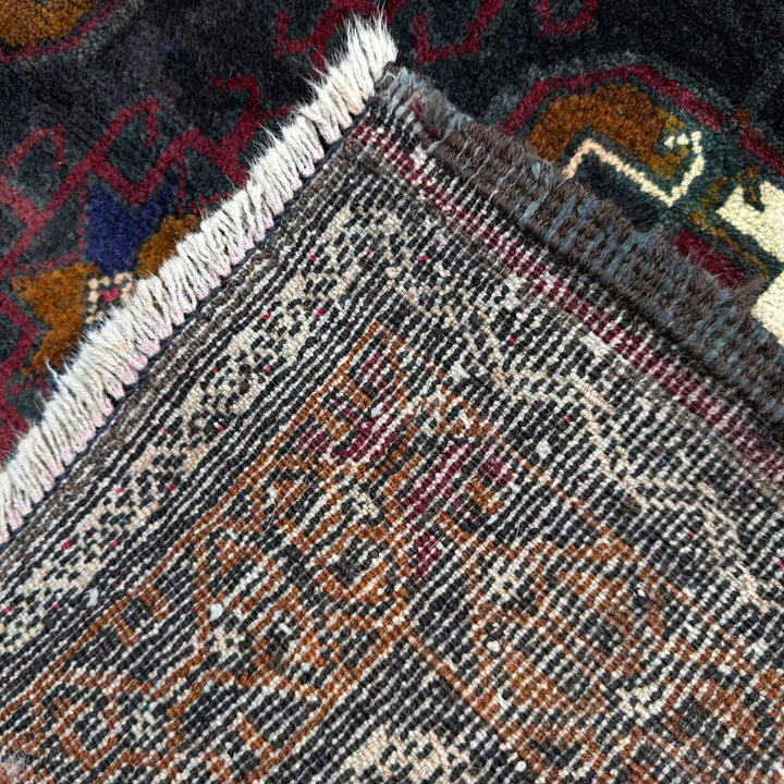 Afghan Baluchi Rug 4' 8" x 8' 11" Hand-Knotted | No. AL36097