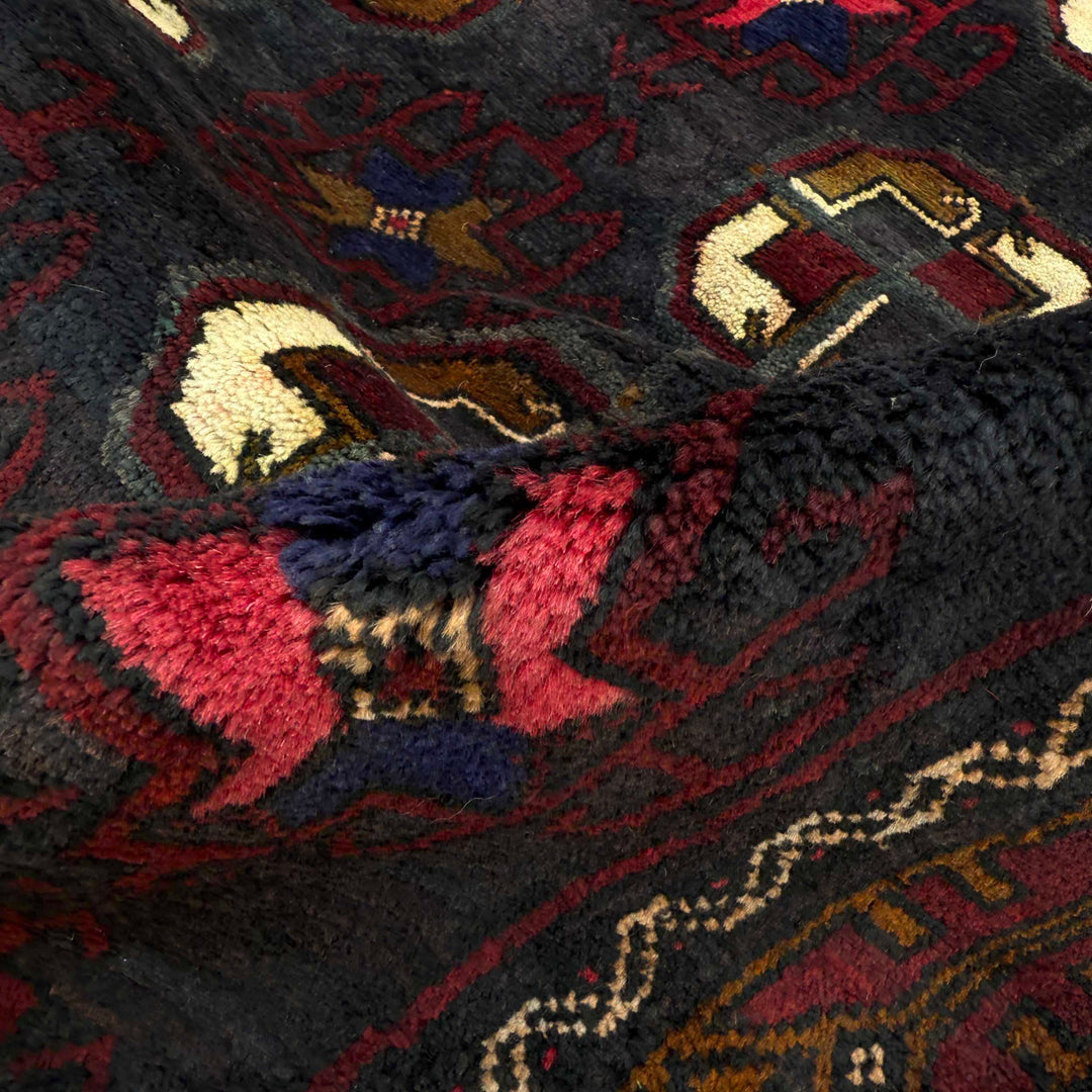 Afghan Baluchi Rug 4' 8" x 8' 11" Hand-Knotted | No. AL36097