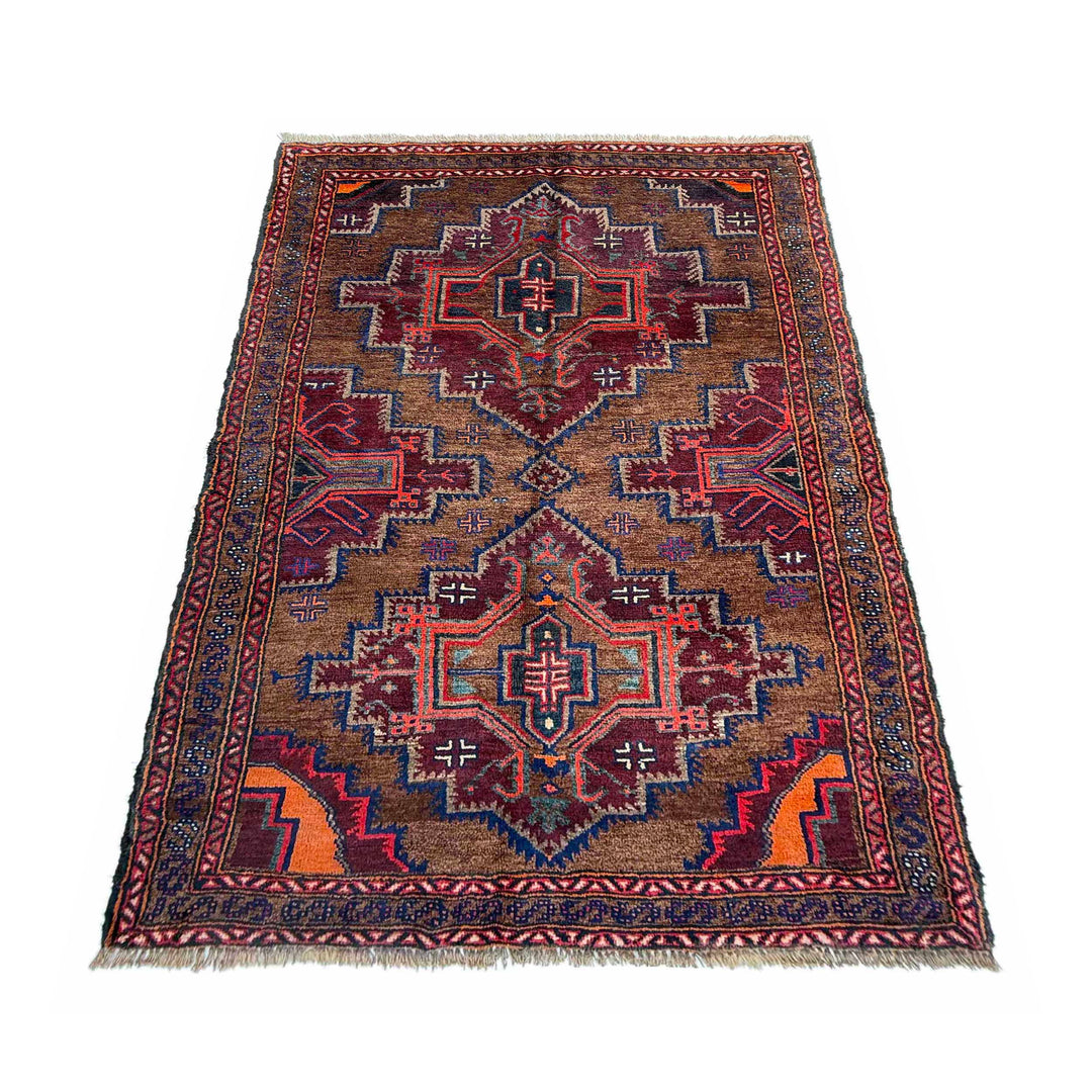 Afghan Baluchi Rug 3' 7" x 6' 0" Hand-Knotted | No. AL50827