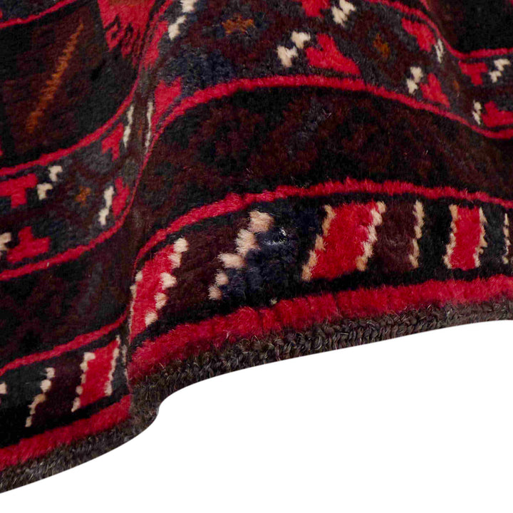 Red Afghan Baluchi Rug 3' 10" x 6' 5" Hand-Knotted | No. AL15737