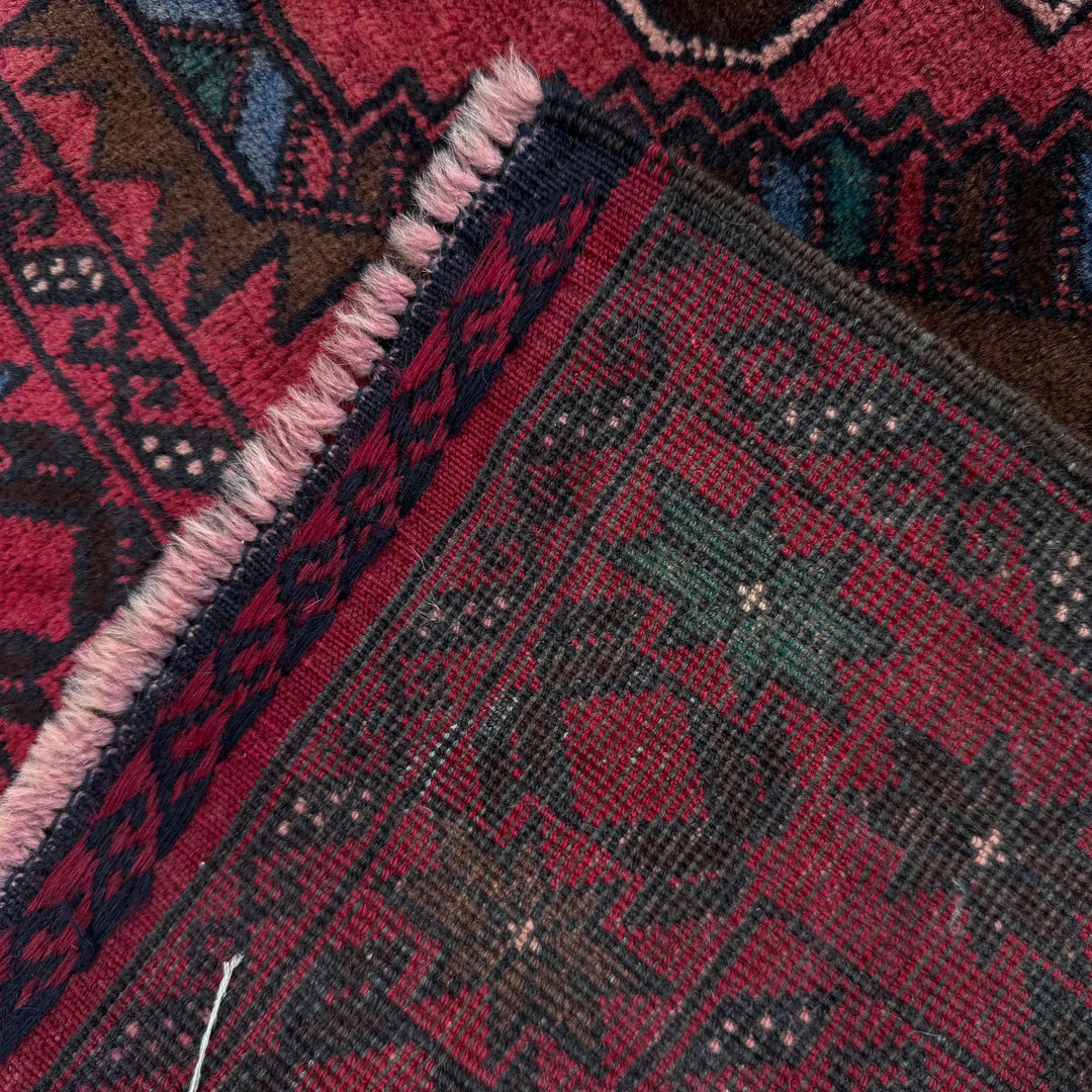 Afghan Baluchi Rug 3' 10" x 6' 11" Hand-Knotted border