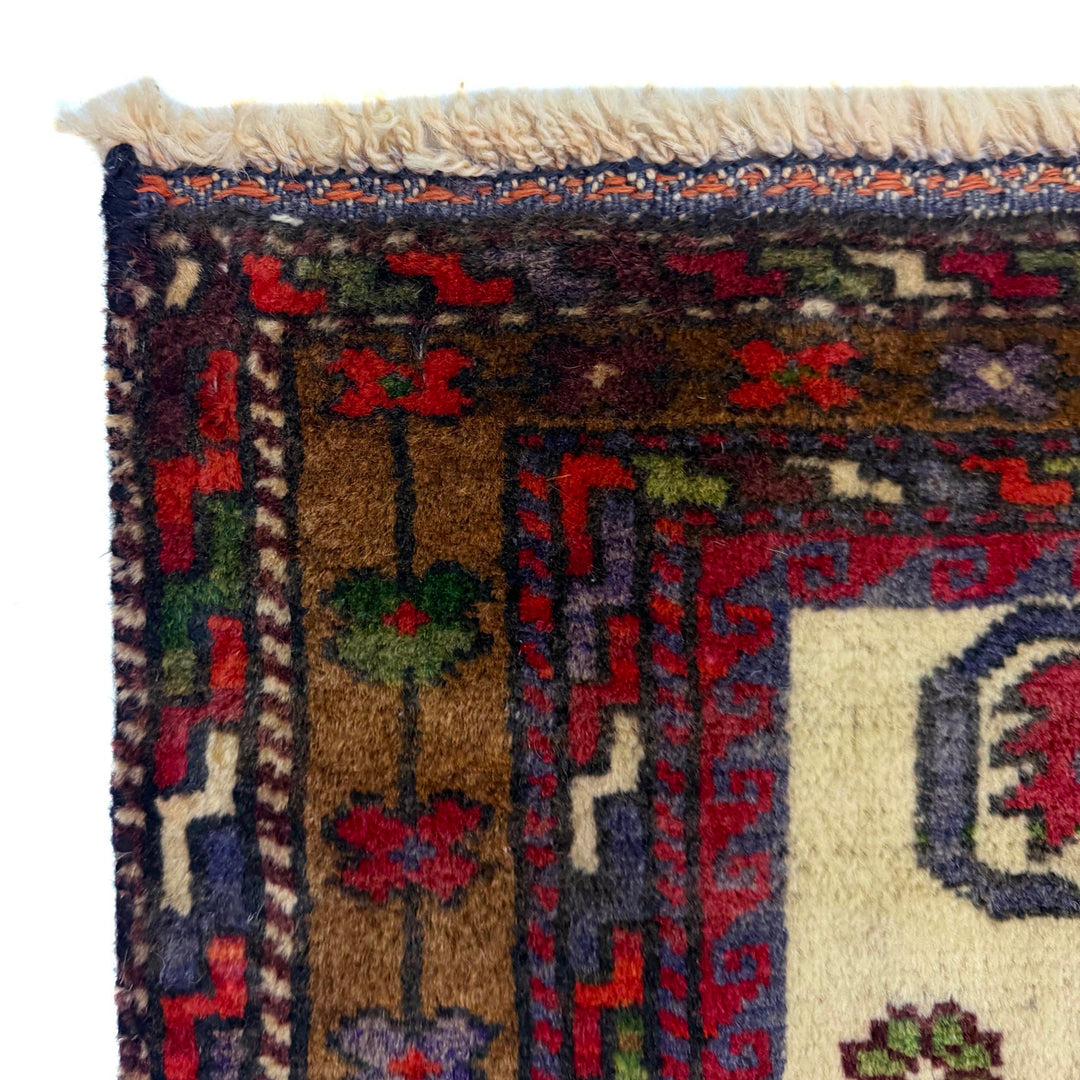 Afghan Baluchi Rug 3' 5" x 4' 8" Hand-Knotted pattern