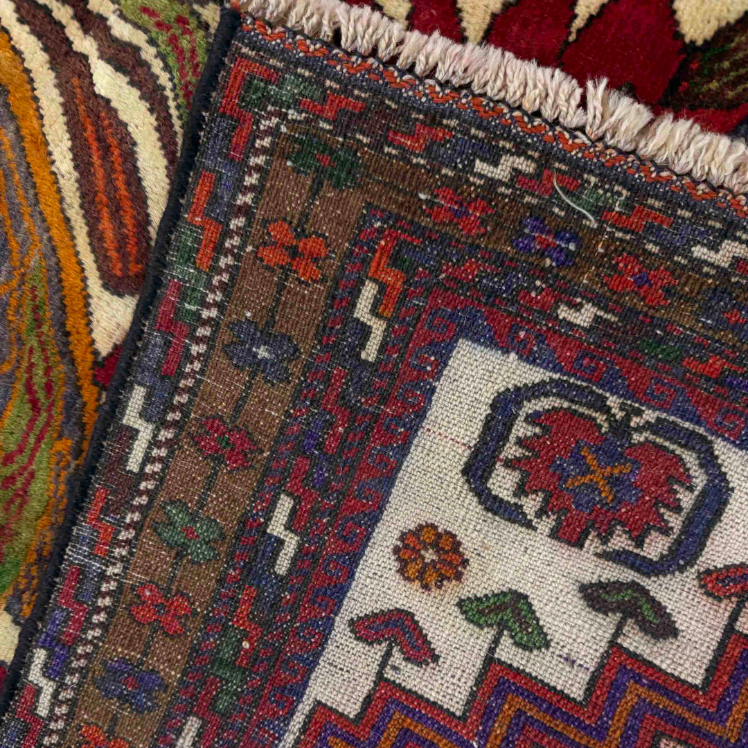 Afghan Baluchi Rug 3' 5" x 4' 8" Hand-Knotted border