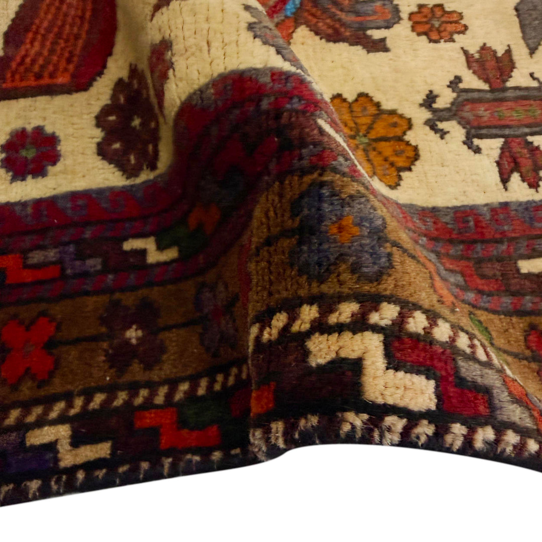 Afghan Baluchi Rug 3' 5" x 4' 8" Hand-Knotted field