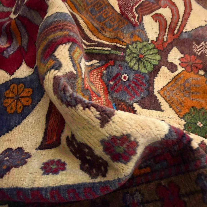 Afghan Baluchi Rug 3' 5" x 4' 8" Hand-Knotted texture