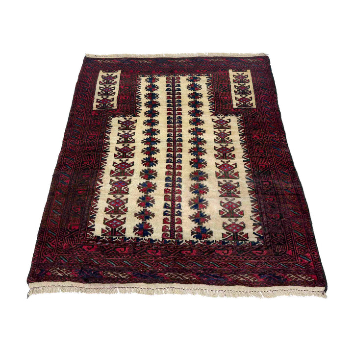 Afghan Prayer Rug 2' 9" x 4' 0" Hand-Knotted detail