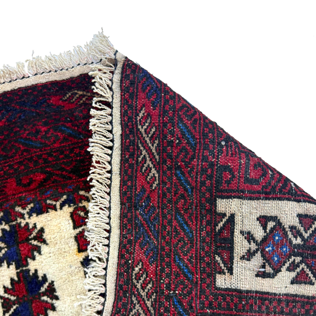 Afghan Prayer Rug 2' 9" x 4' 0" Hand-Knotted border