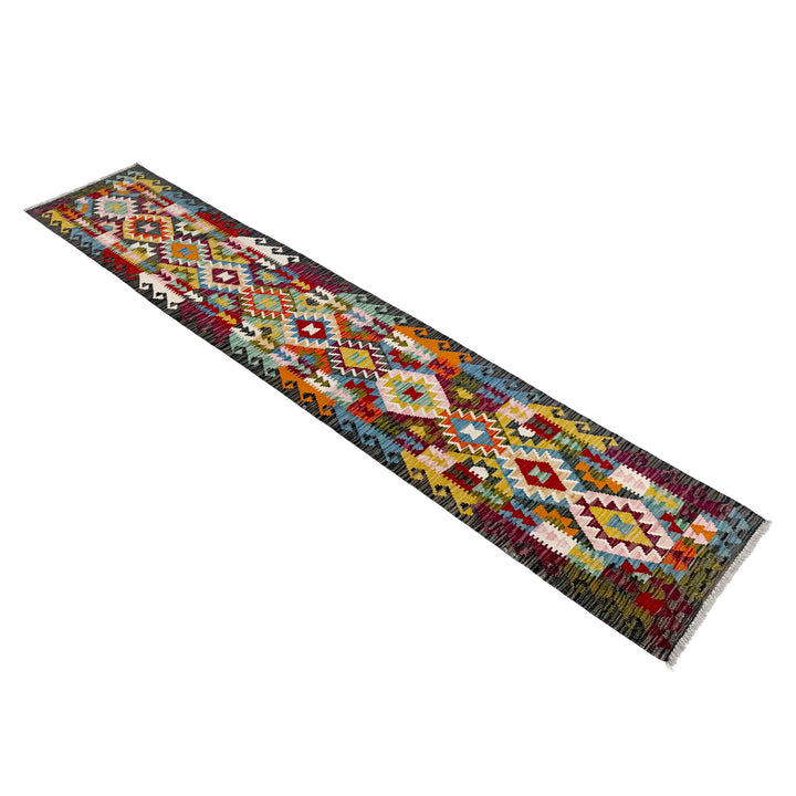 Afghan Vegetable Kilim Rug 1' 9" x 9' 7" Flat-Weave view