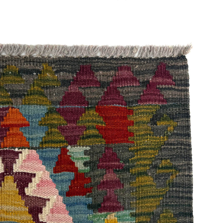 Afghan Vegetable Kilim Rug 1' 9" x 9' 7" Flat-Weave pattern