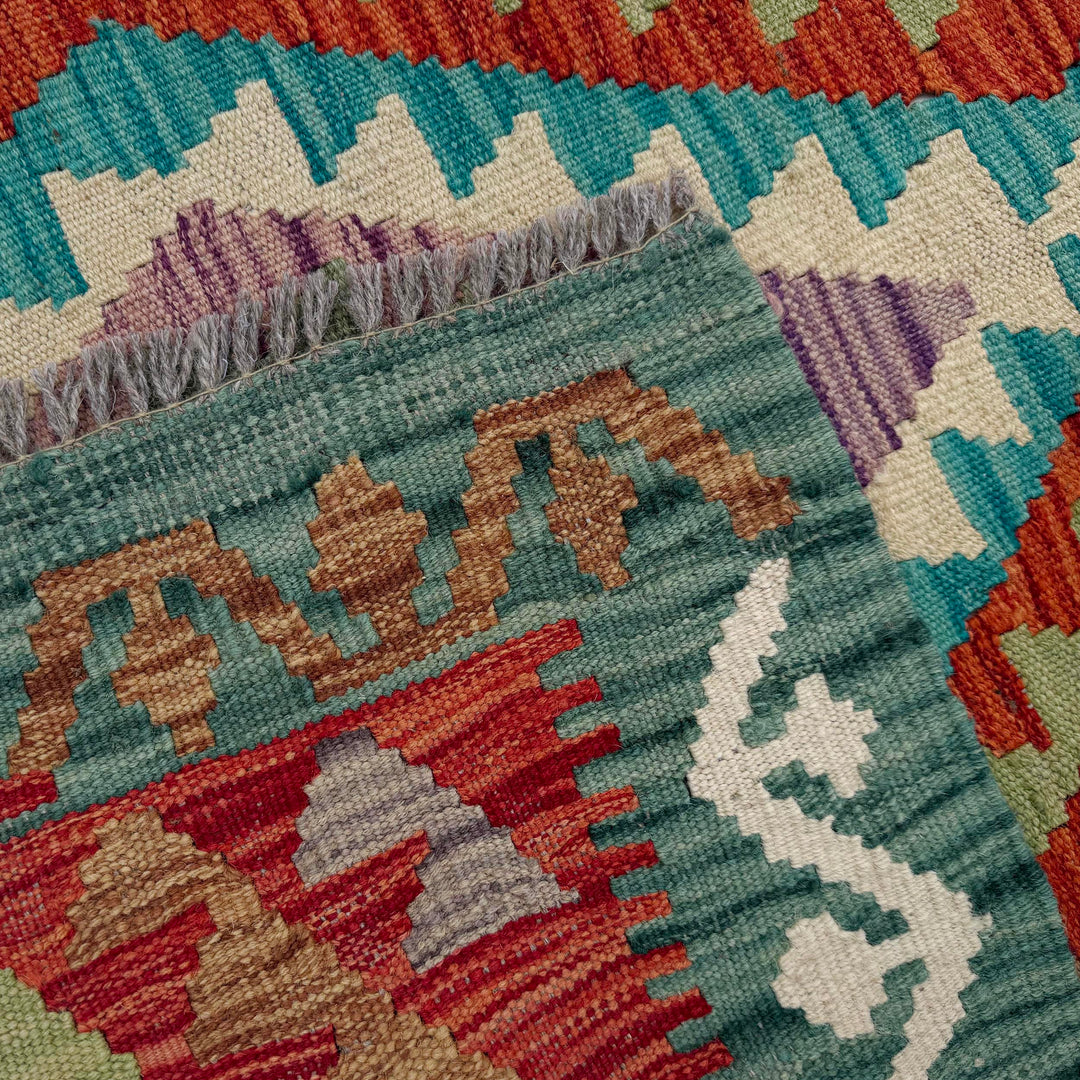 Afghan Kilim Rug 2' 7" x 4' 0" Flat-Weave border