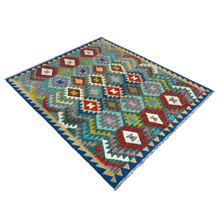 Hand Woven Wool Kelim 4' 7" x 5' 5" - No. AL84902