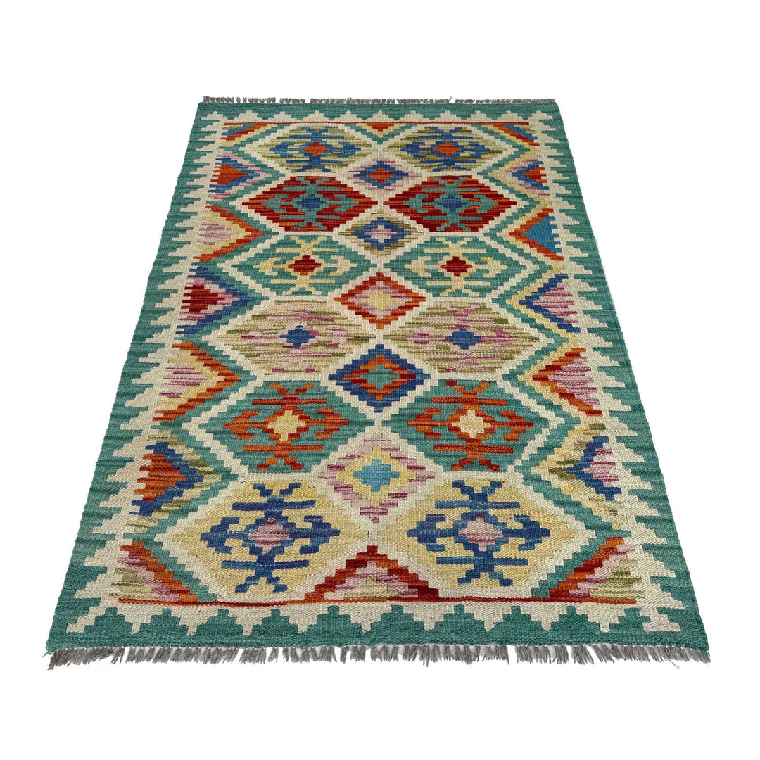 Multi Color ful Flat-Weave Wool Kilim 2' 7" x 4' 1" - No. AL51603