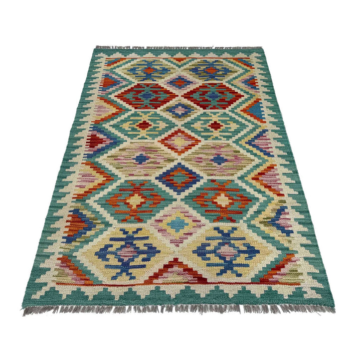 Multi Color ful Flat-Weave Wool Kilim 2' 7" x 4' 1" - No. AL51603