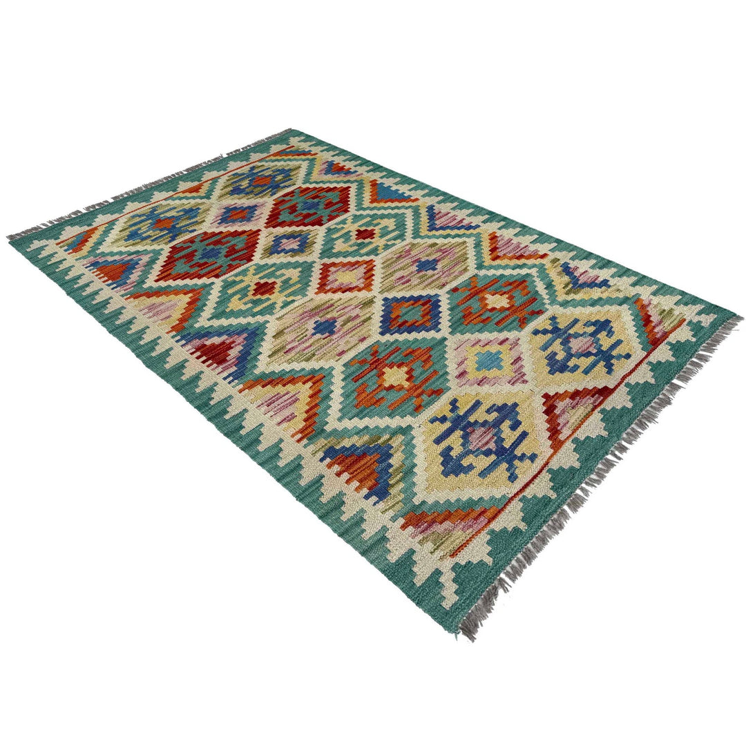 Multi Color ful Flat-Weave Wool Kilim 2' 7" x 4' 1" - No. AL51603