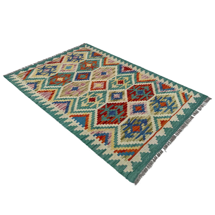 Multi Color ful Flat-Weave Wool Kilim 2' 7" x 4' 1" - No. AL51603