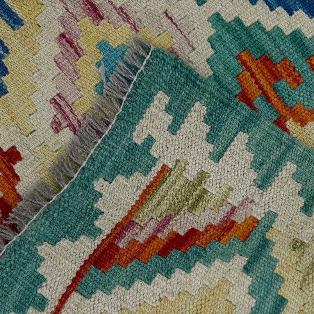 Multi Color ful Flat-Weave Wool Kilim 2' 7" x 4' 1" - No. AL51603