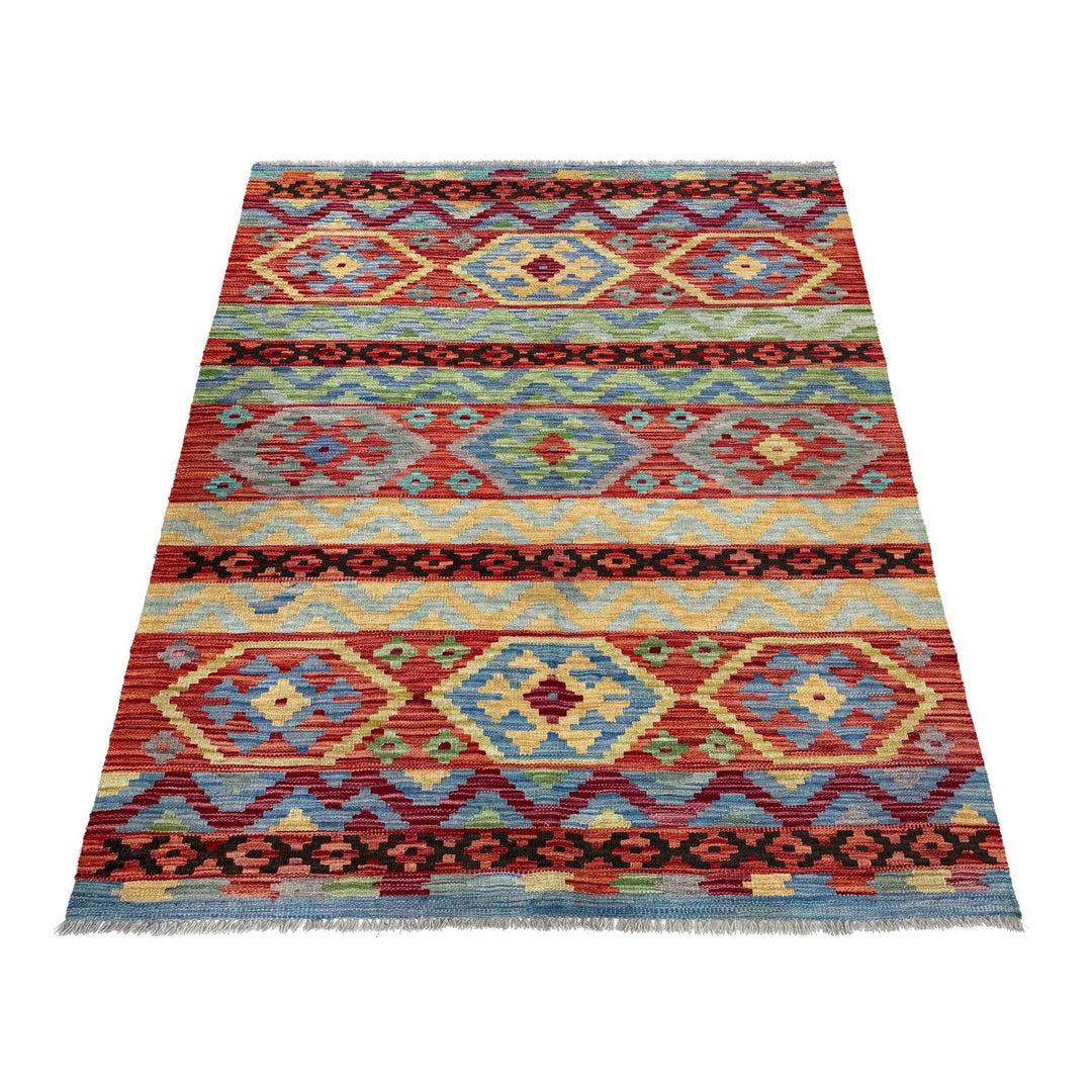 Handmade Turkish Design Wool Kilim 4' 3" x 6' 2" - No. AL51307