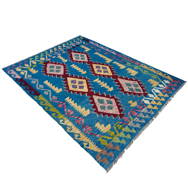 Small Size Chobi Kilim 4' 0" x 5' 9" - No. AL98103