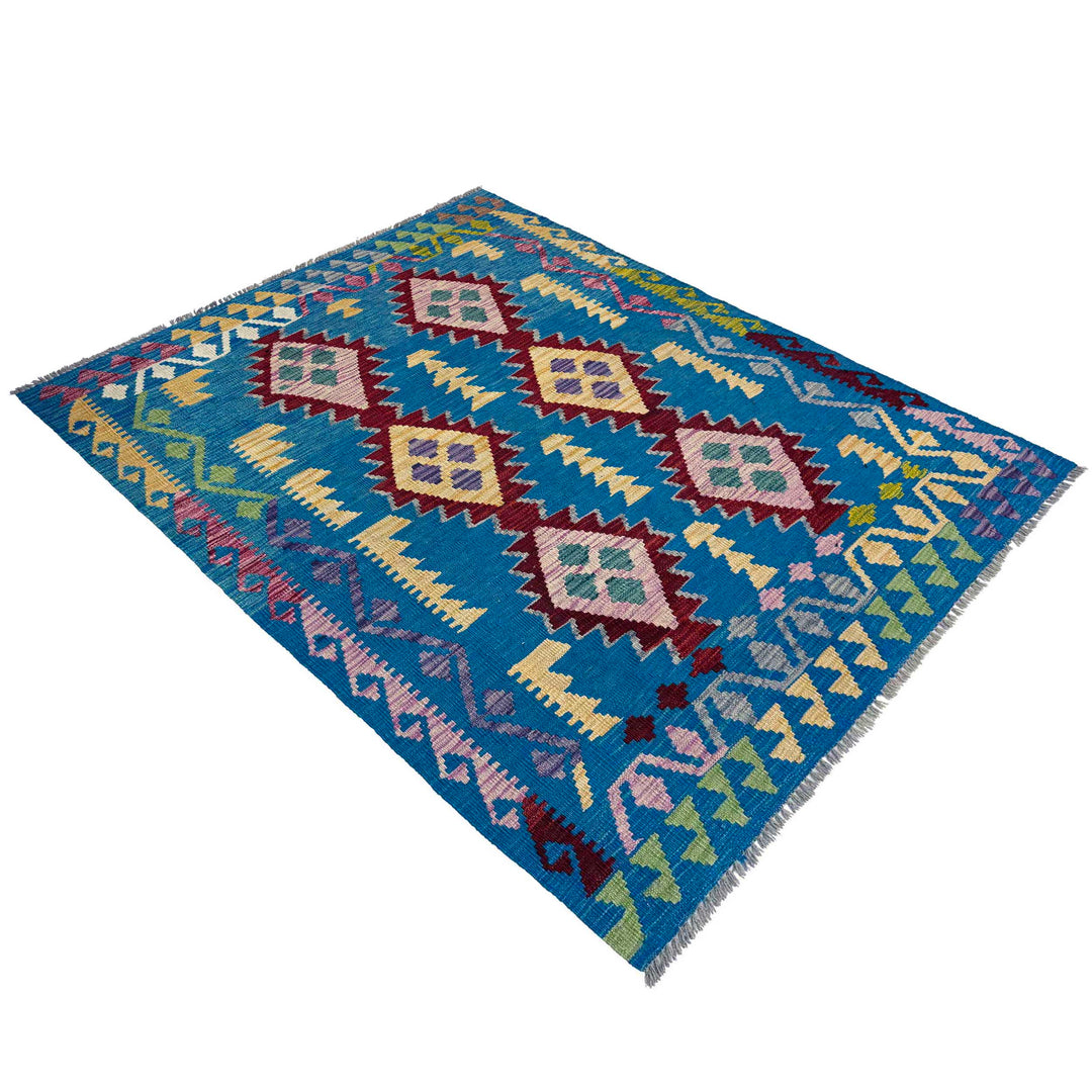 Small Size Chobi Kilim 4' 0" x 5' 9" - No. AL98103