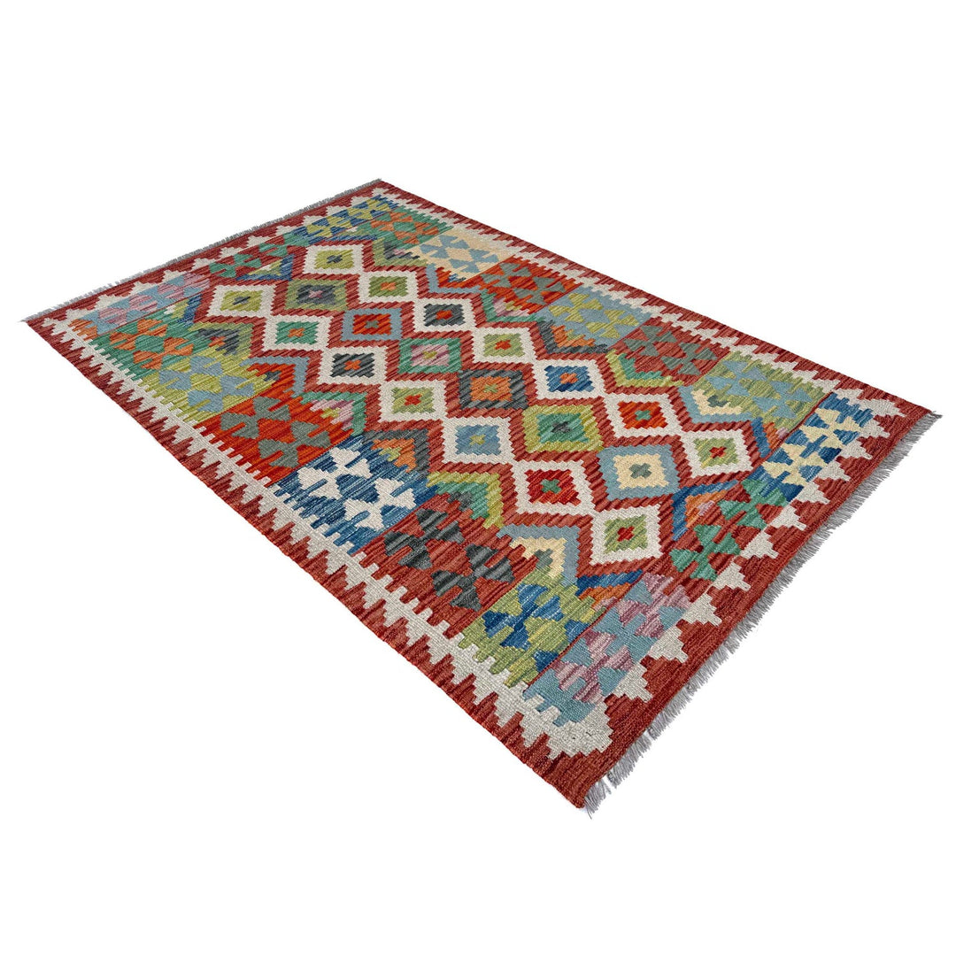 Handmade Afghan Vegetable Kilim 3' 3" x 4' 11" - No. AL55065