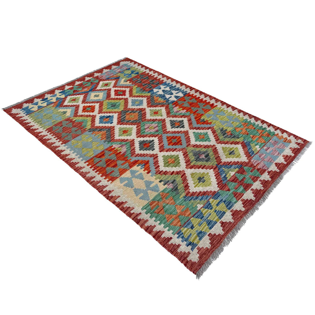Handmade Afghan Vegetable Kilim 3' 3" x 4' 11" - No. AL55065
