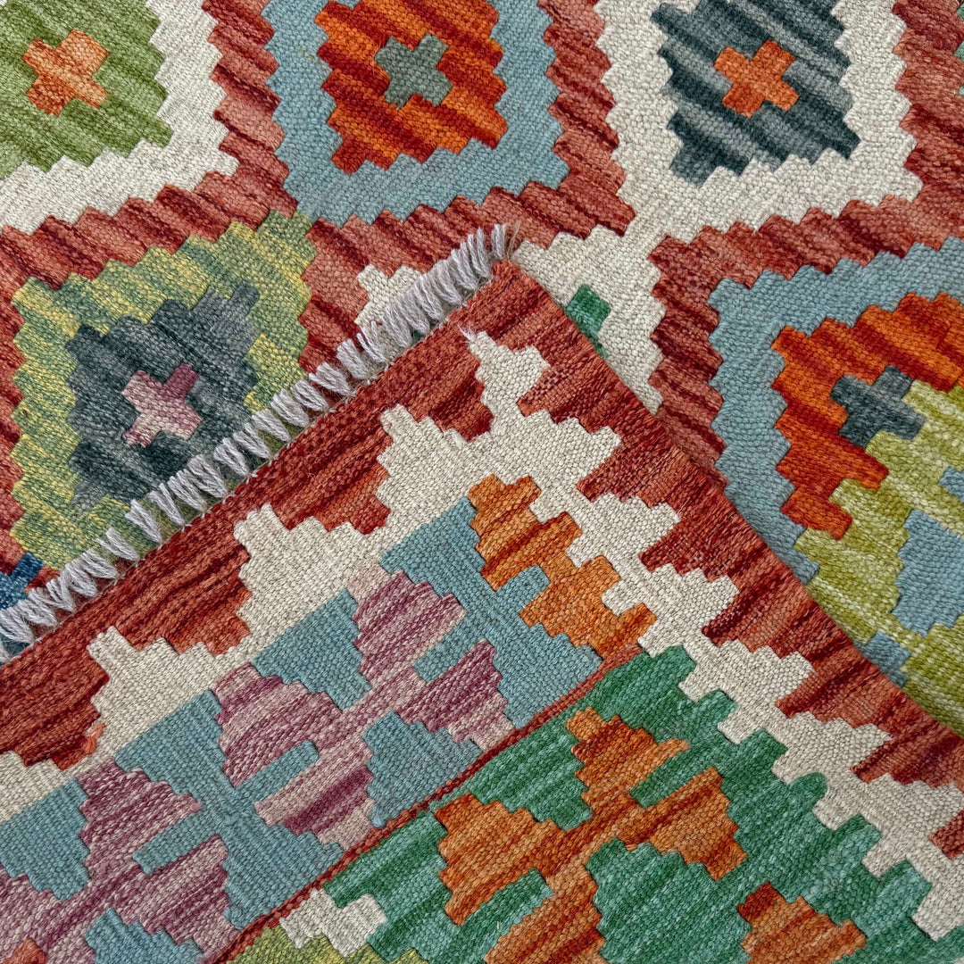 Handmade Afghan Vegetable Kilim 3' 3" x 4' 11" - No. AL55065