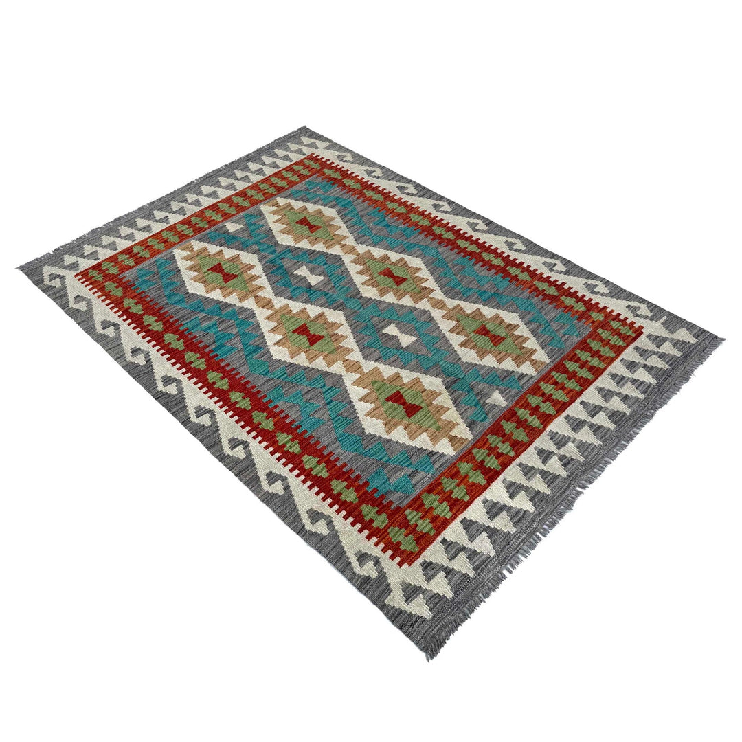Afghan Chobi Kilim Rug 4' 1" x 5' 11" Flat-Weave view