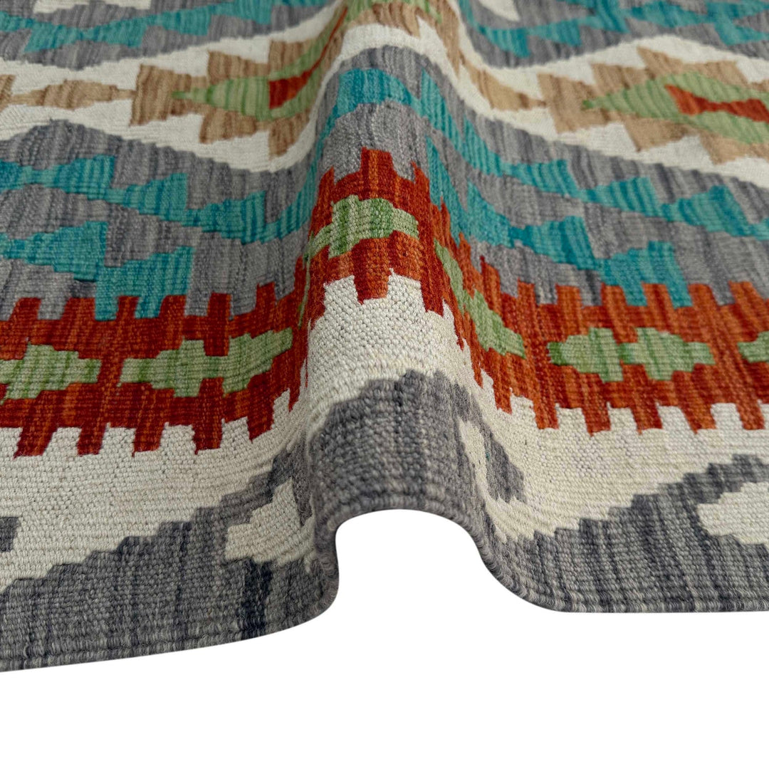 Afghan Chobi Kilim Rug 4' 1" x 5' 11" Flat-Weave field