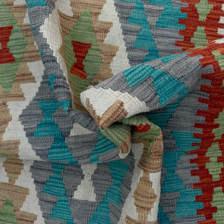 Afghan Chobi Kilim Rug 4' 1" x 5' 11" Flat-Weave texture